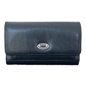 Steve Madden Snap Front Folding Wallet Credit Card Checkbook Holder Black NWOT